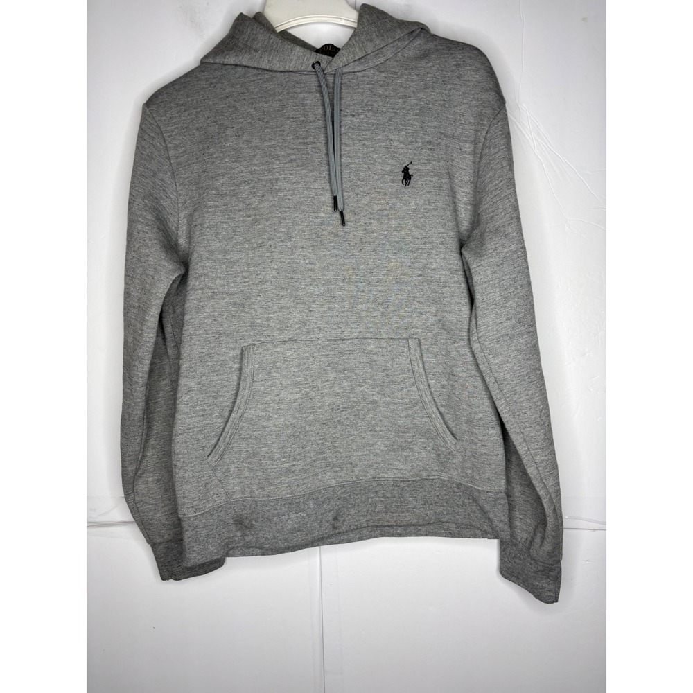 Polo Ralph Lauren Mens Gray Pullover Hoodie Pony Logo Siz M Heathered Sweatshirt